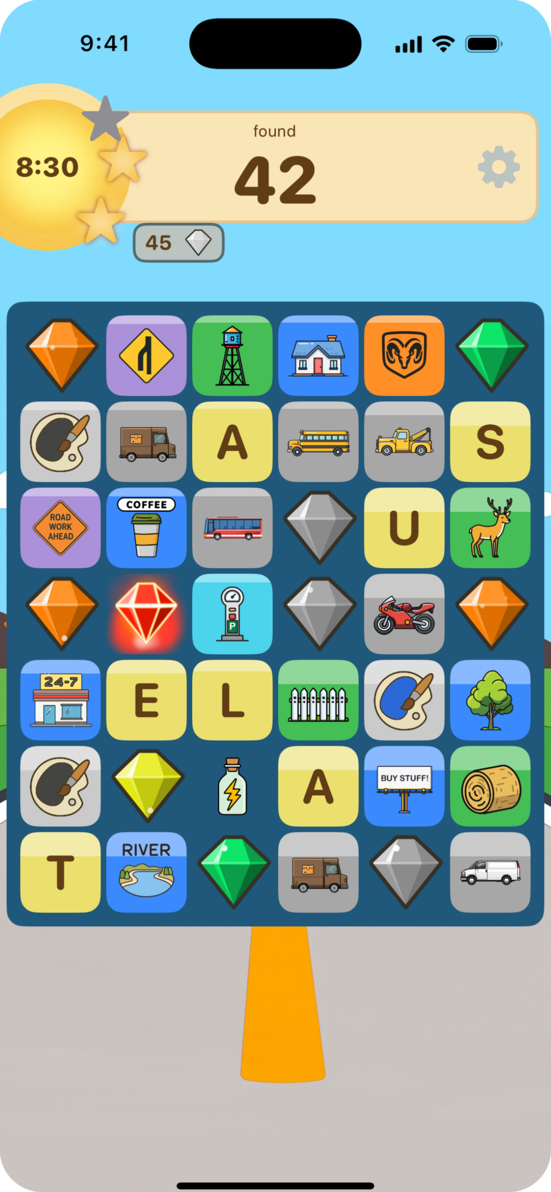 Cruise n' Crush game in process